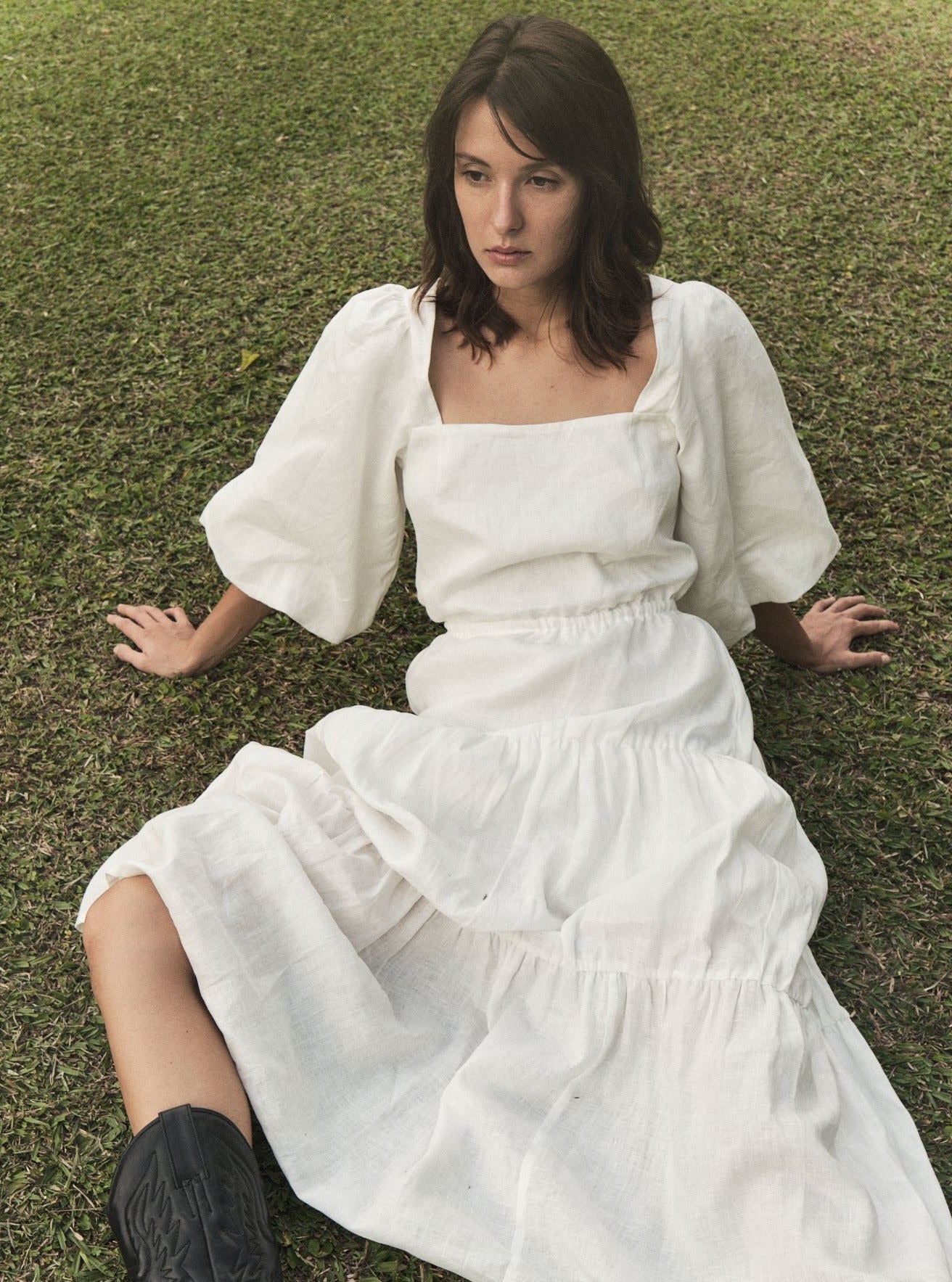 LOUISE Midi Dress in Off-White