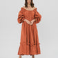 OPHEILE Midi Dress in Apricot