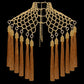 Gold Freja modular cape w/removable polyester tassels in 4 color options