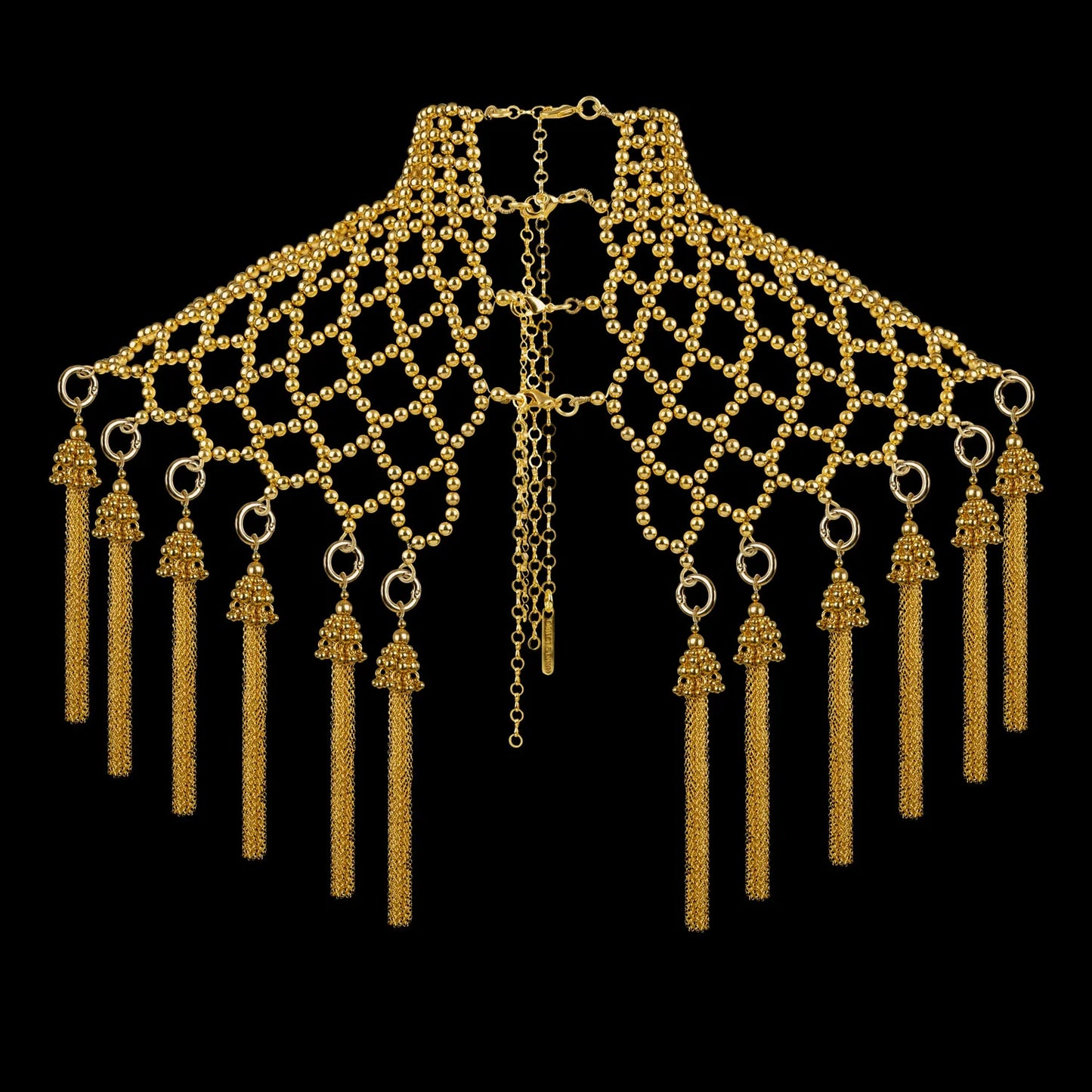 Freja modular cape w/removable chain tassels in gold