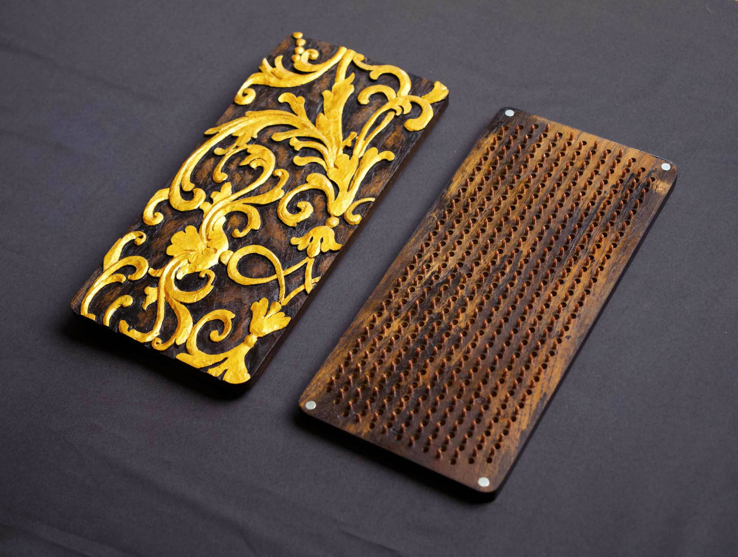 Sadhu board with hand carved openwork pattern, premium quality.