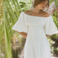 Art of Simplicity Dresses AMELIA Silk Linen White Dress With Puff Sleeves
