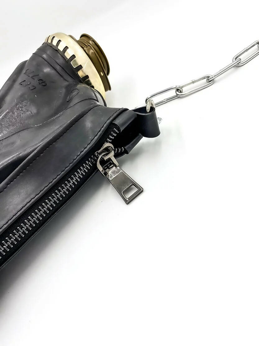 Gasmask bag on chain BLACK