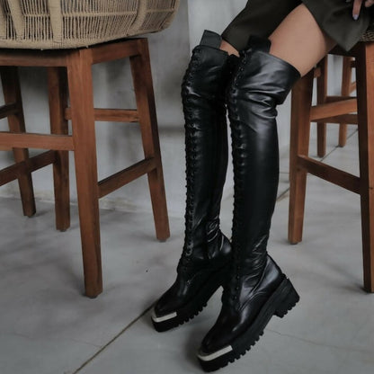 High over the knee boots with metal - hedonist.bali