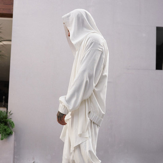 WHITE CARDIGAN WITH HOOD | OVERZ
