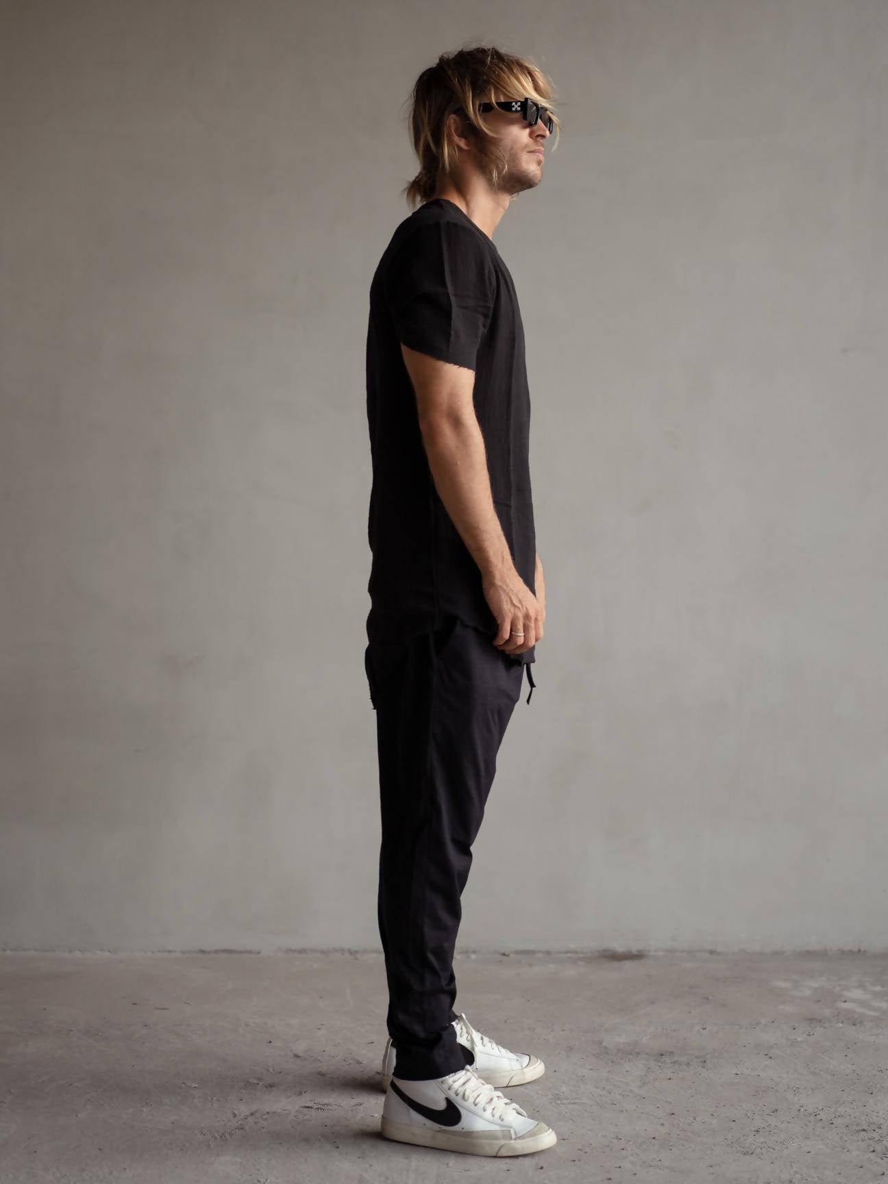 Black cotton drop crotch pants - hedonist.bali